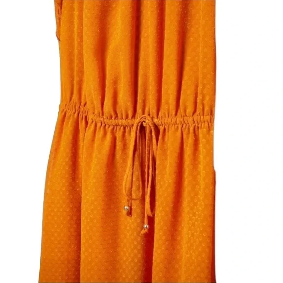 H&M | Orange Flounce Sleeve Dotted Sheer Dress Size 6 (NWOT) - Picture 4 of 7